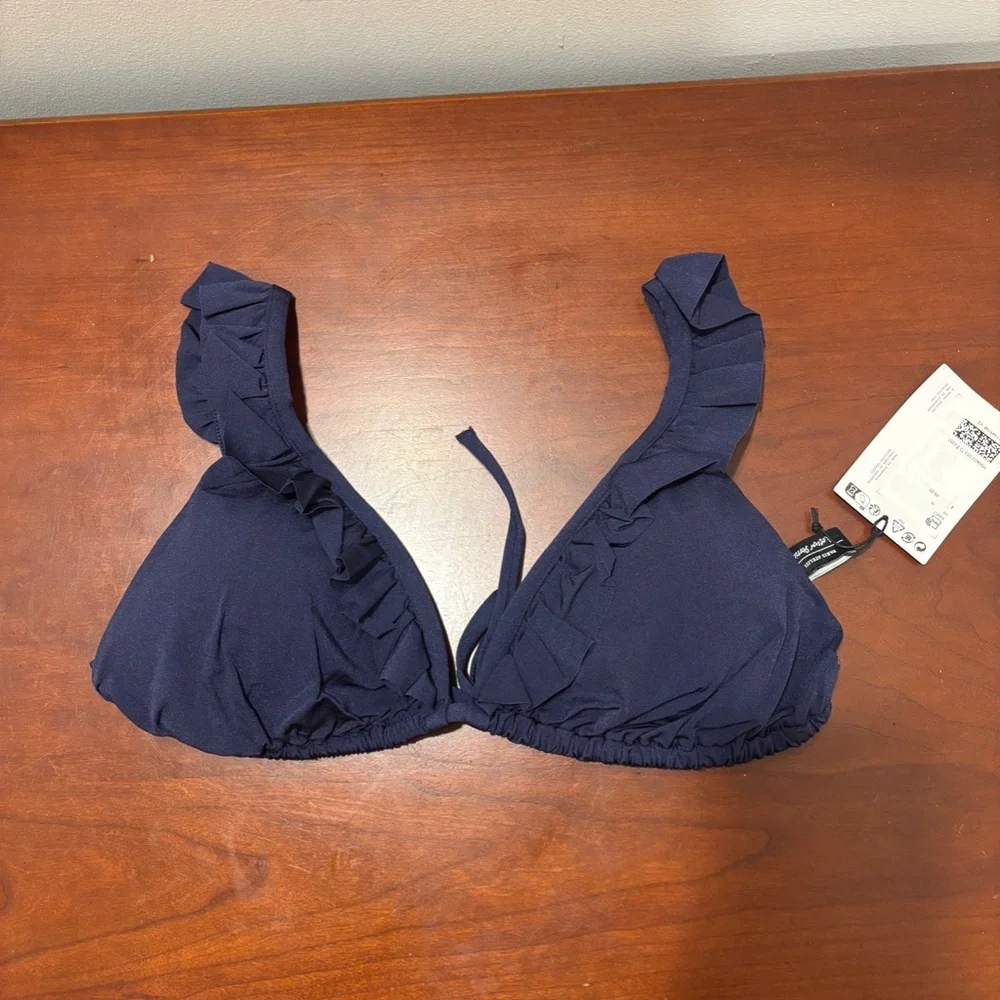 & Other Stories Ruffle Bikini Top in Navy Size 10 NWT
